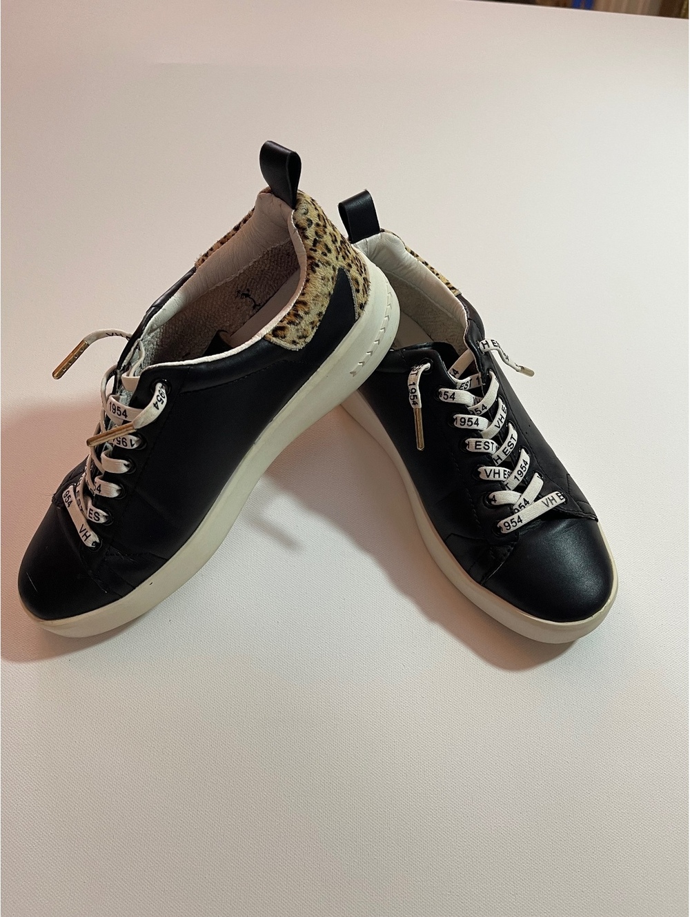 Vintage Havana Leather Sneakers /Leopard Print Detail and